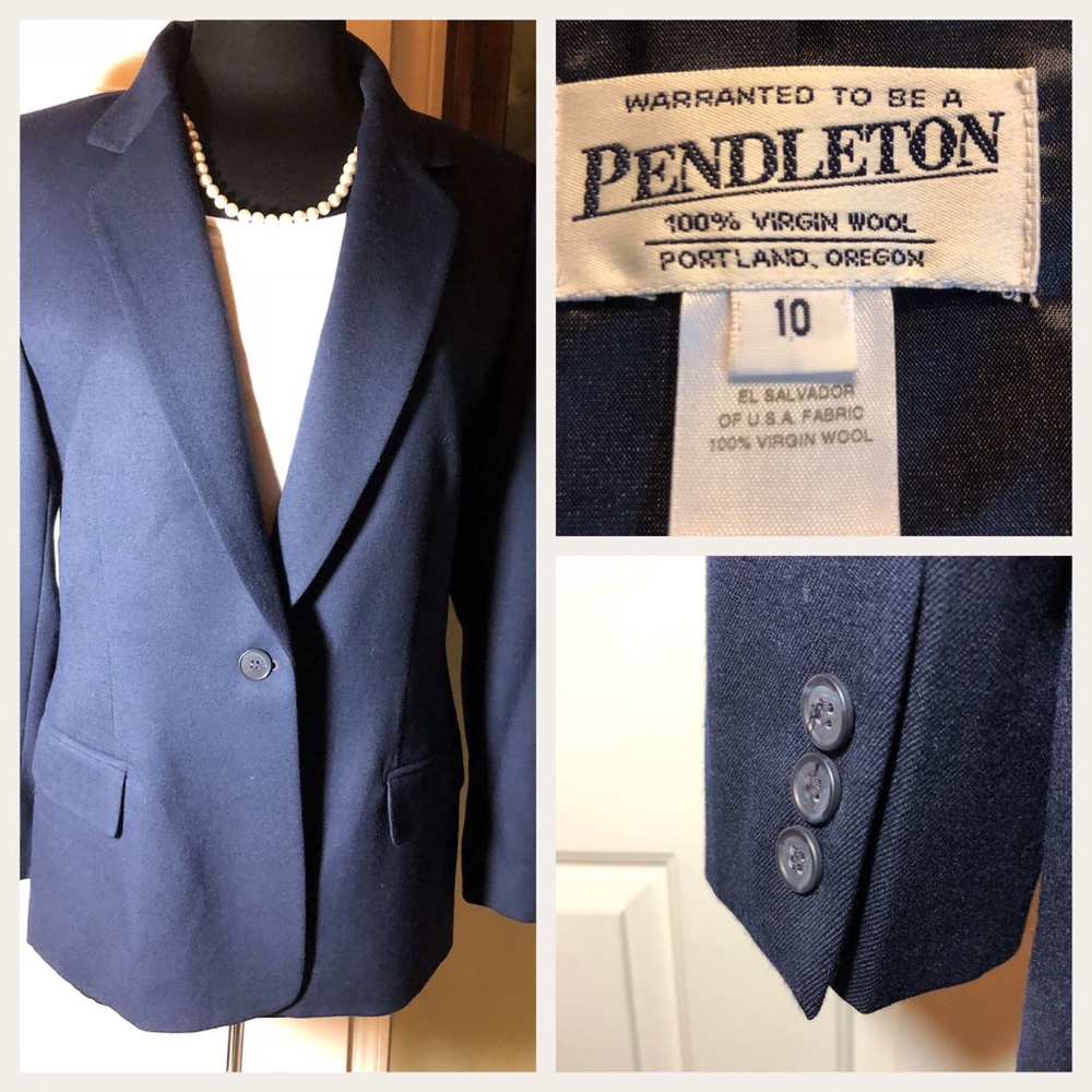 Pendleton Classic Navy One Button Wool Blazer 10 - image 1